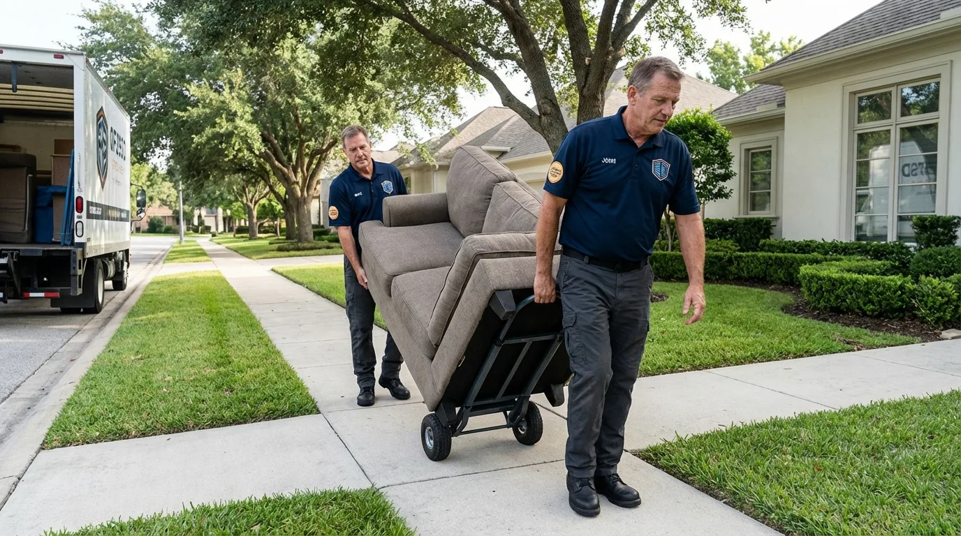 Local residential moving crew loading furniture in Cheney, KS